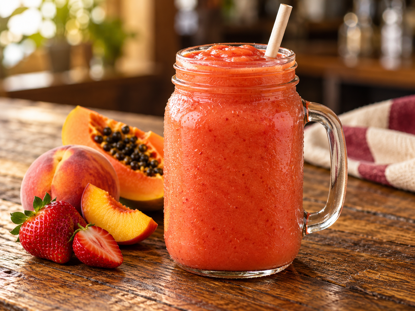 Smoothie Strawberry Delight de fresa, melocotón y papaya