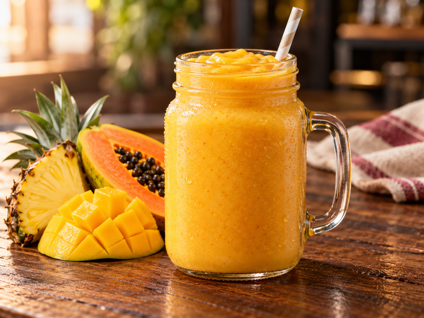 Smoothie Pineapple Sunset de piña, papaya y mango