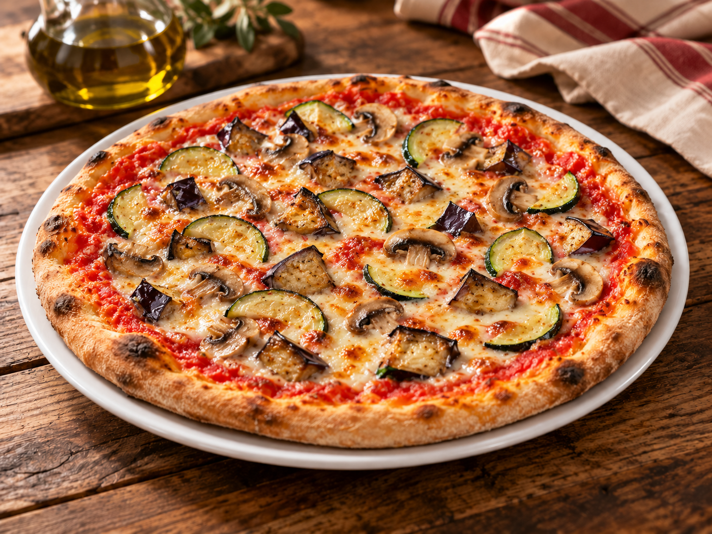 Pizza Vegetales con calabacín, berenjena y champiñones · GastroChefs