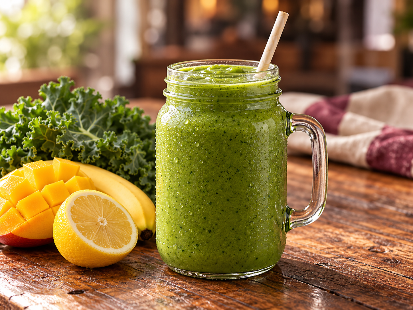 Smoothie Green Reviver de col rizada, mango y plátano