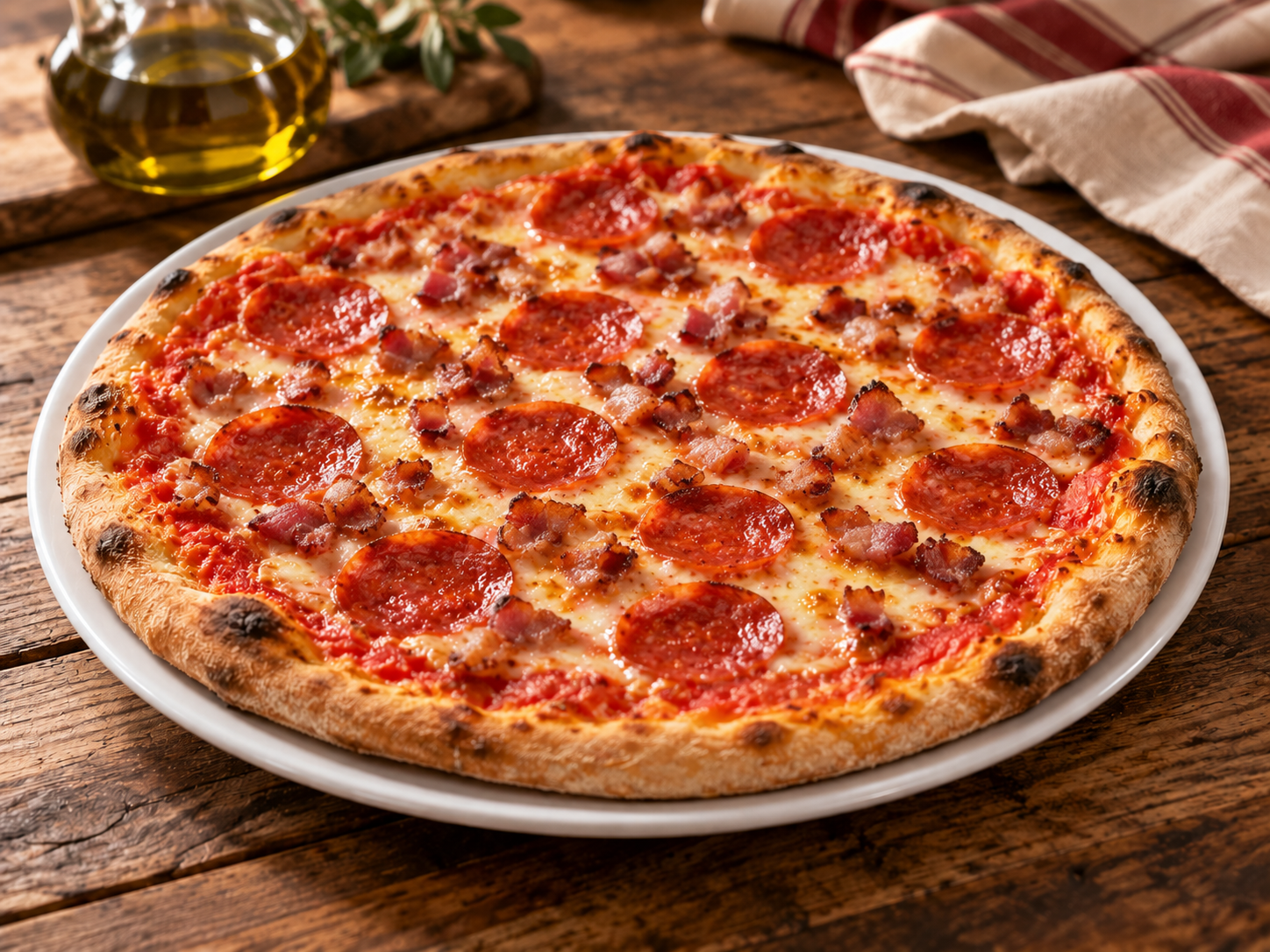 Pizza Pepperoni con bacon y pepperoni · GastroChefs